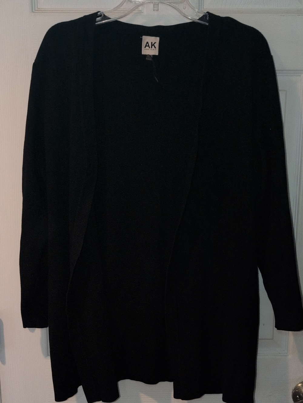 Anne Klein Black Open-Front Long Cardigan